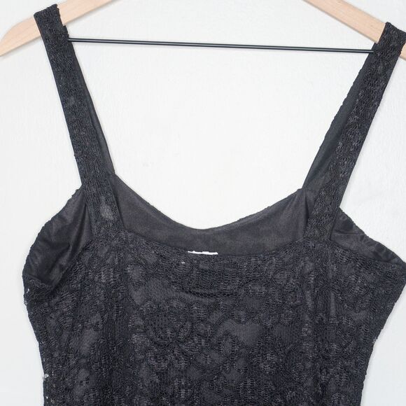 Maryann's Boutique VTG Womens Mini Dress Large Black Floral Lace Going Out Event - Picture 8 of 9